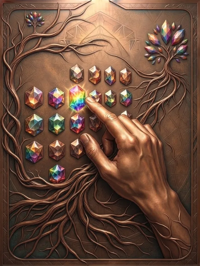 Copper Calendar Hand Selecting Gems